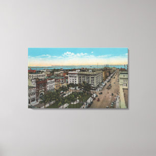 Toile San Diego, CA - vue d'oeil d'oiseau du centre