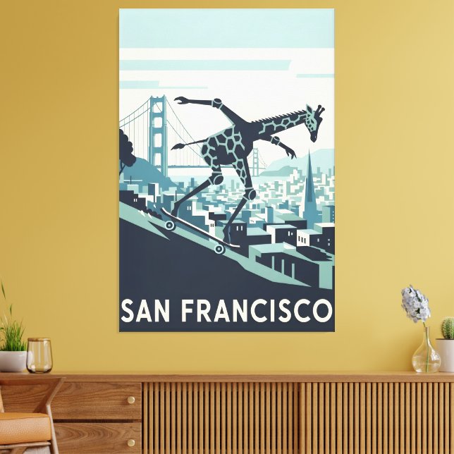 Toile San Francisco canvas print styled in WPA art (Insitu(Salon))