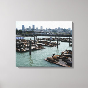 Toile San Francisco et Pier 39 Sea Lions City Skyline