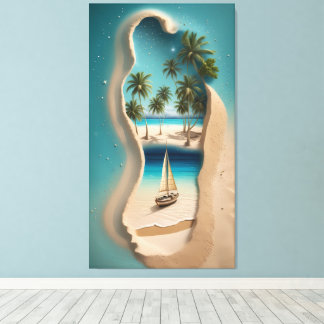 Toile Sandy Footprint Paradise: A Tropical Escape