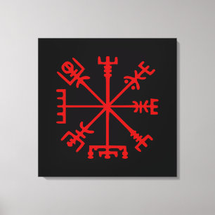 Toile Sang Rouge Vegvísir (Viking Compass)