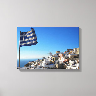 Toile Santorini Canvas, ville médiévale grecque
