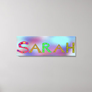 Toile SARAH Girl's Name Cute Letters Design Blue