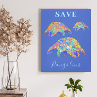 Sauvez Pangolins Coloré Animal Art Bleu