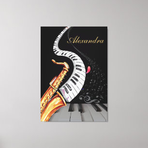 Toile Saxophone Luxe Piano Personnalisé Note de musique