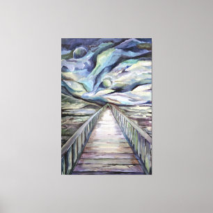 Toile Scandinave Idyllic Cold Winter Night Pleine lune
