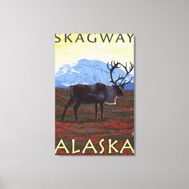 Toile Scène Caribou - Skagway, Alaska (Recto)