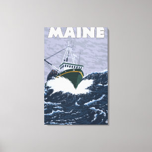 Toile Scène de bateau de pêche de MaineCrab