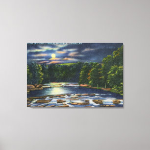 Toile Scène de clair de lune sur la crique de Catskill