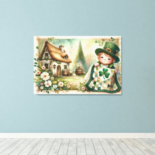 Toile Scène de courtepointe patchwork Cottage Leprechaun