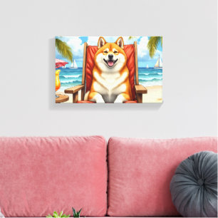 Toile Scène de détente sur la plage d'Akita