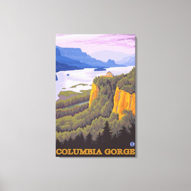 Toile Scène de la gorge de Columbia avec pointe de la Co (Recto)