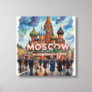 Toile Scène de la ville de Moscou avec la cathédrale Sai