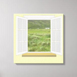 Toile Scène de pays en Irlande par fenêtre