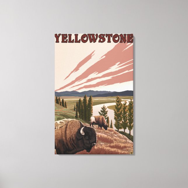 Toile Scène de YellowstoneBison (Recto)