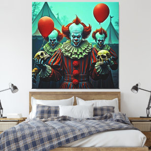 Toile Scène d'horreur de clown déplaisant