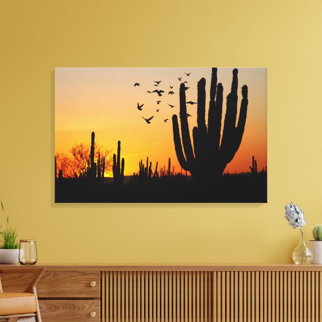 Toile Scène du coucher du soleil du désert de Cactus (Insitu(Salon))