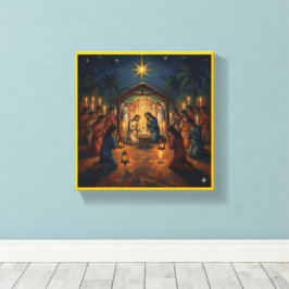 Toile Scène sacrée de la Nativité – Noël vibrant