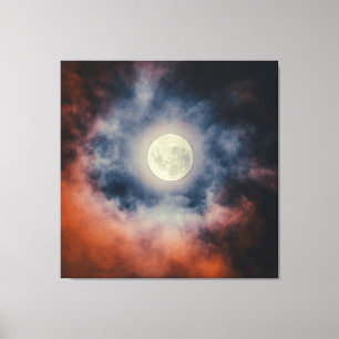 Toile Scène sombre pleine lune minuit