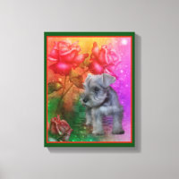 Schnauzer Chiot Imaginaire Rose Chien Art