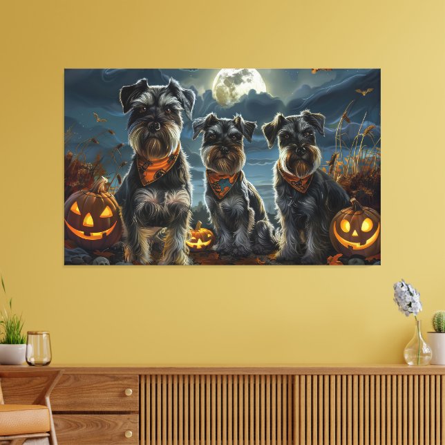 Toile Schnauzer Halloween Éffrayant (Insitu(Salon))