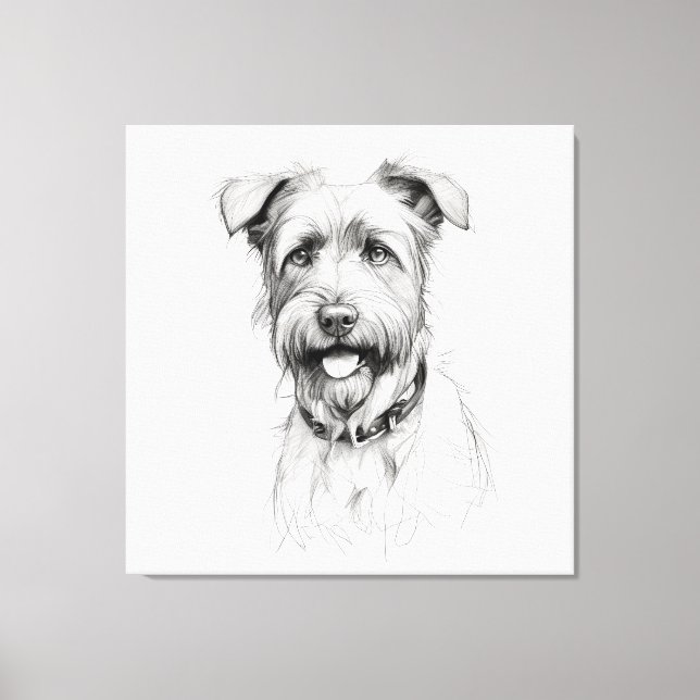 Toile Schnauzer - Portrait croisé crayon (Recto)