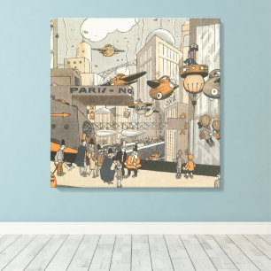 Toile Science-fiction urbaine vintage Paris, Steampunk