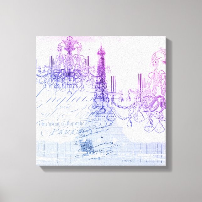 Toile scripts chandelier violet tour eiffel paris (Recto)