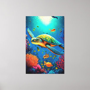 Toile Sea Turtle Beach House Ocean Marine Life Animaux