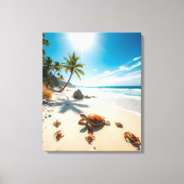 Toile Sea Turtle & Crabs on Tropical Beach – Serene Ocea