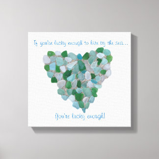 Toile Seaglass "chanceux de vivre au bord de la mer" imp