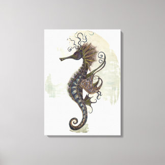 Toile Seahorse fantasy, blue green artwork