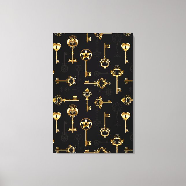 Toile Seamless Pattern with Golden Keys (Recto)