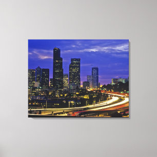 Toile Seattle, Washington skyline la nuit