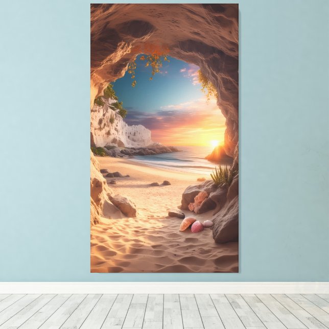 Toile Secret Cove at Sunset — A Hidden Beach Escape (Insitu (Plancher de Bois))