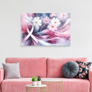 Toile Sensibilisation au cancer du sein Ruban rose Abstr