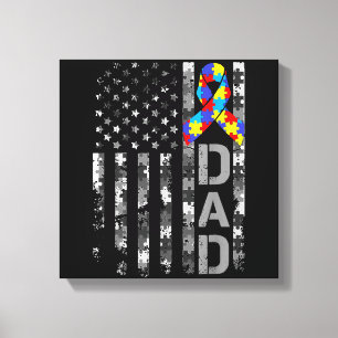 Toile Sensibilisation sur l'autisme Papa USA Drapeau Fêt