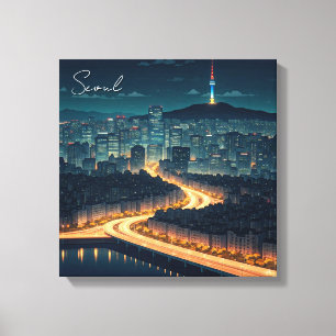 Toile Séoul Corée du Sud Vue nocturne