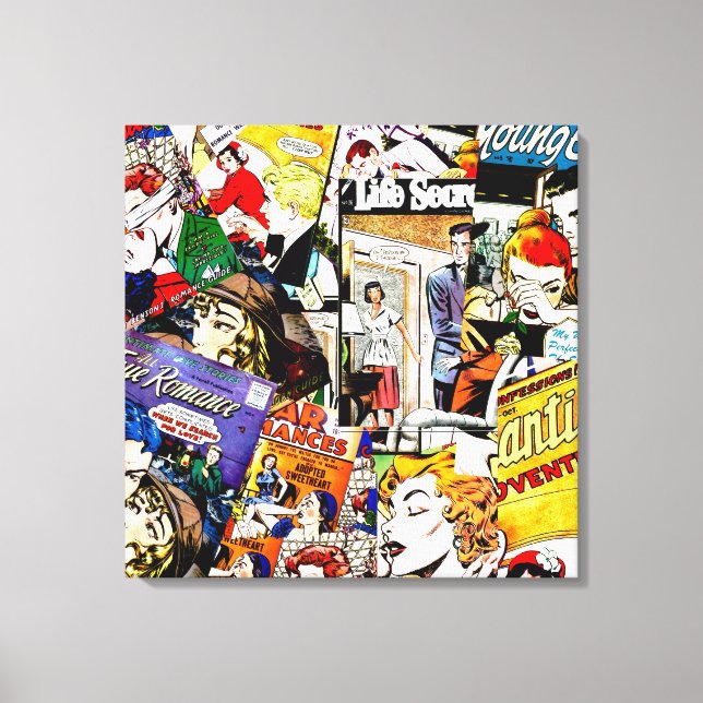 Toile Sepia Romance Comic Book Cover Jumble Collage (Recto)