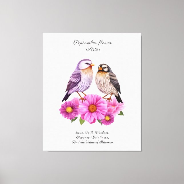 Toile Septembre Aster Flower with Birth Cadeau (Recto)