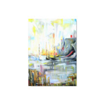 Serene Harbor Scene: Abstract Painting wall art