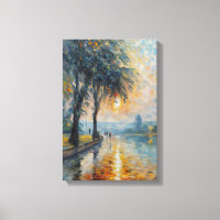Serene Sunset by Water Impressionist Paysage Art