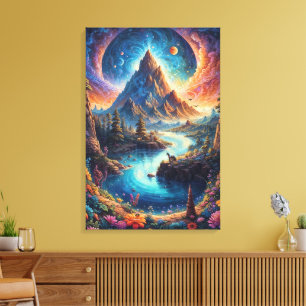 Toile "Sérénité montagneuse sur la Lune"