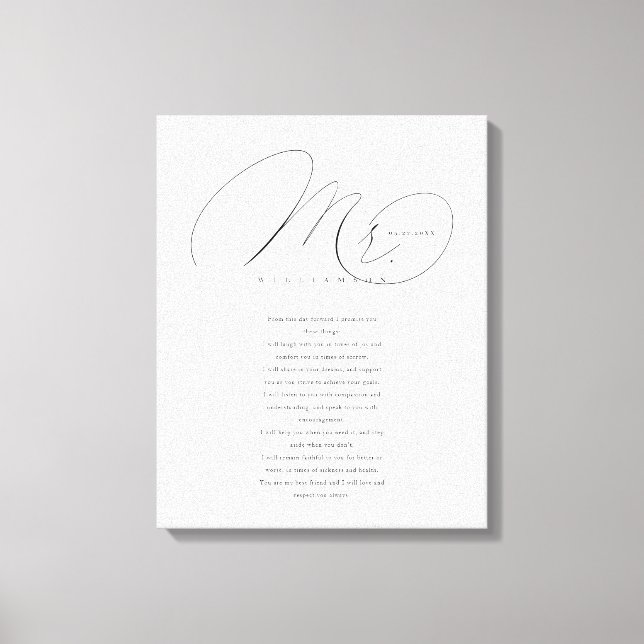 Toile Ses Vows Élégant M. Newlyweds Vows Mariage Blanc (Recto)