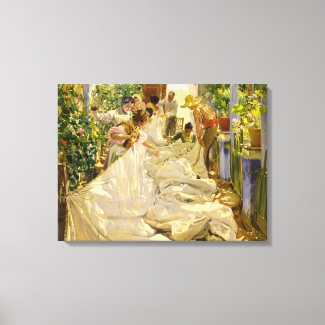 Toile Sewing the Sail, 1896 by Joaquin Sorolla (Recto)