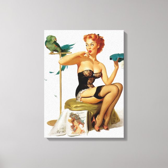 Toile Sexy rouge cheveux pinup fille (Recto)