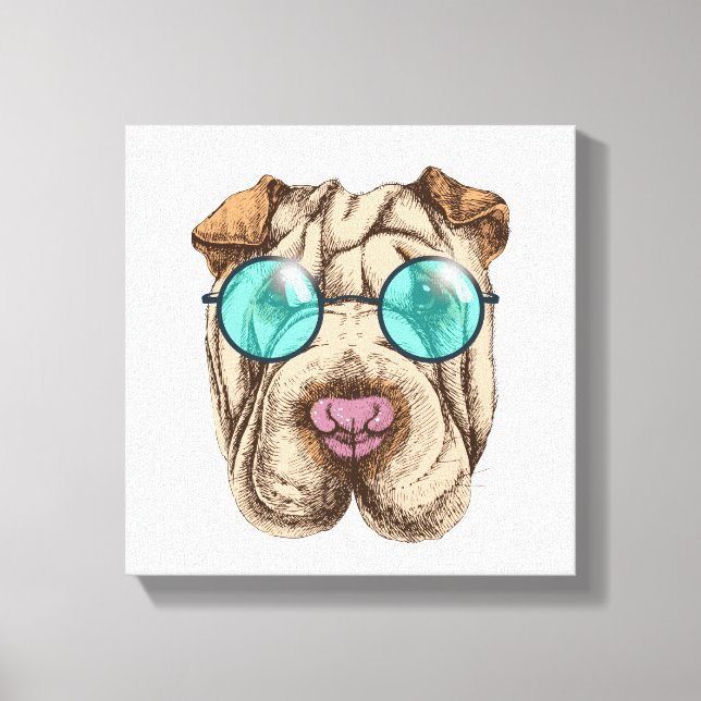 Toile Sharpei dans les lunettes de soleil (Recto)
