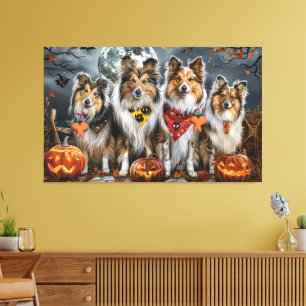 Toile Shetland Sheepdog Halloween Éffrayant