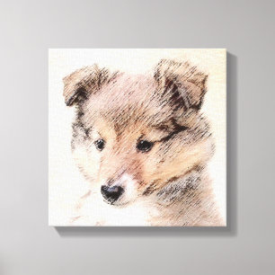 Toile Shetland Sheepdog Puppy Peinture Chien original ar