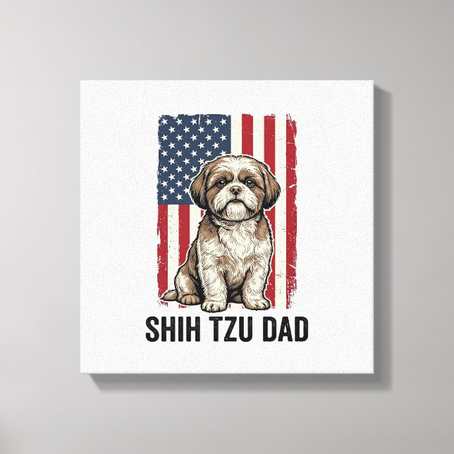 Toile Shih Tzu Dad Patriotic Vintage Dog Shirt Design_1 (Recto)